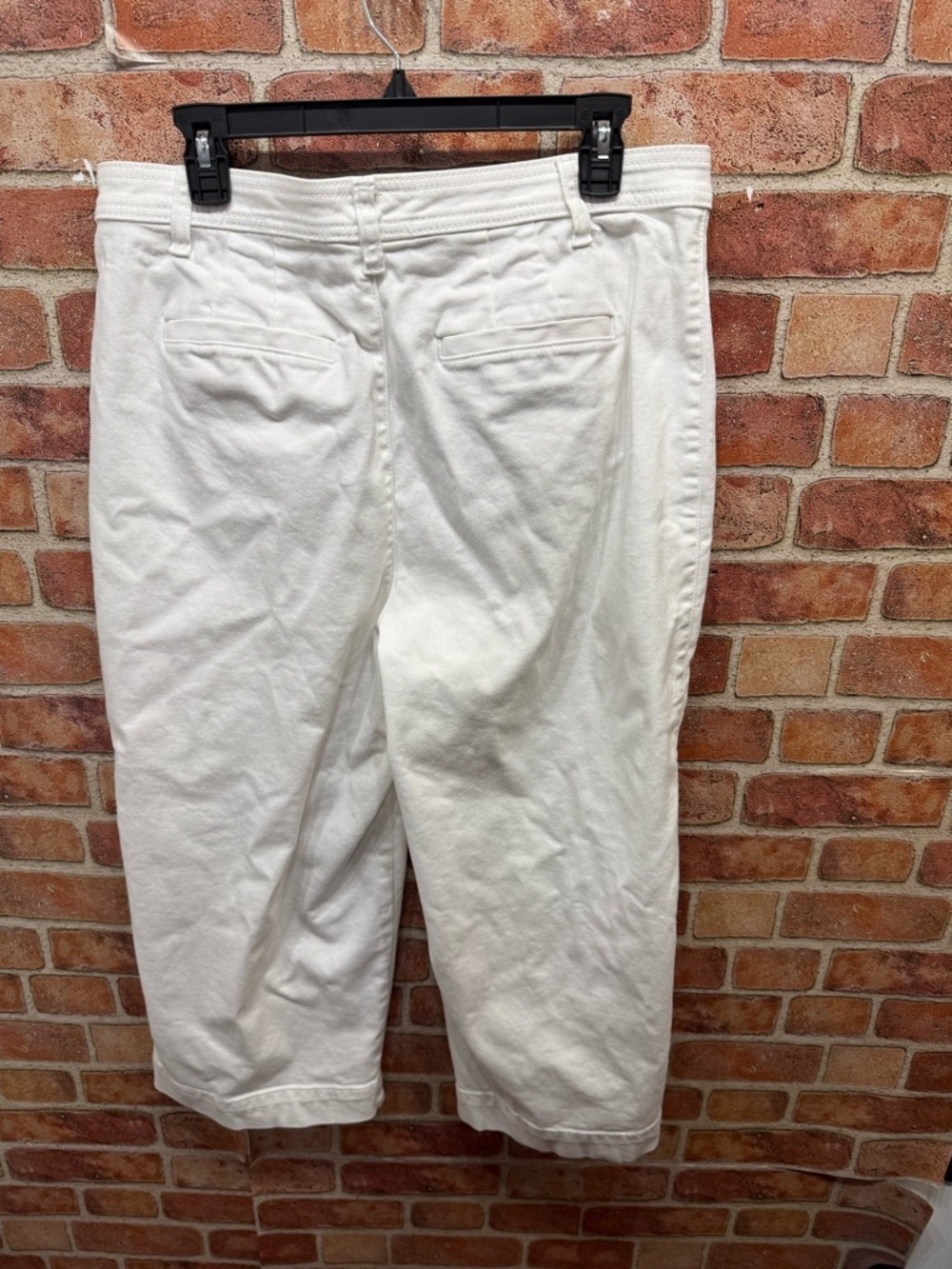Talbots Wide Leg Cropped coastal eurosummer White denim pedal pushers pants 12 - Picture 2 of 9
